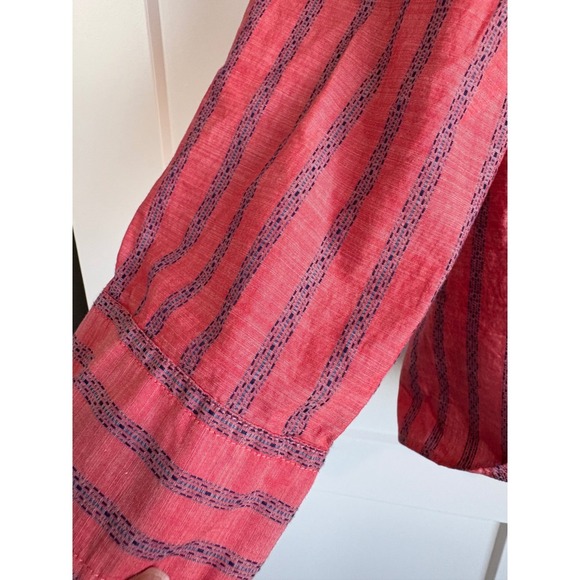 Bixby Nomad Mens XXL Short Sleeve Button Up Shirt Pink Blue Stripe - Picture 3 of 4